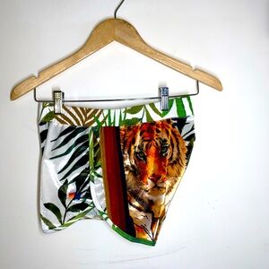 Aviator Nation Women’s Jungle Tiger Velvet White Pull On Micro Lounge Shorts M